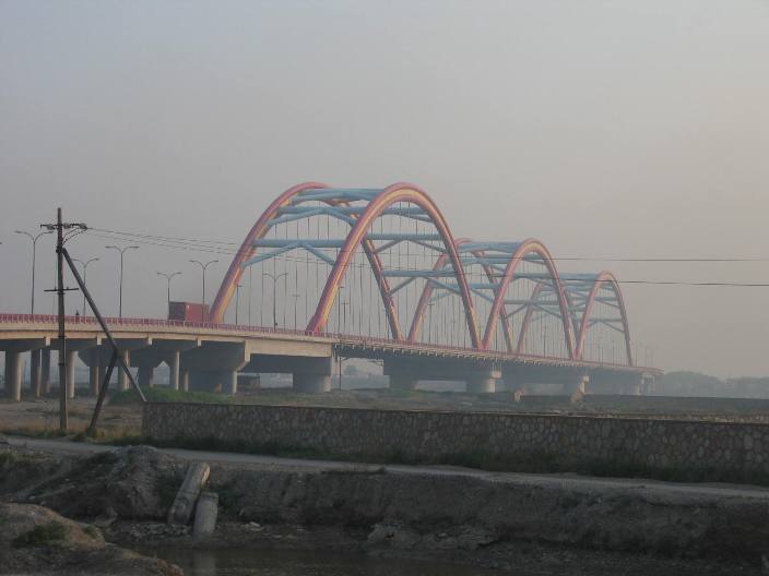 Air Pollution China - Rainbow Bridge Beitang, Bei Tang Fu Jin de Cai Hong Da Qiao, outside of Tianjin